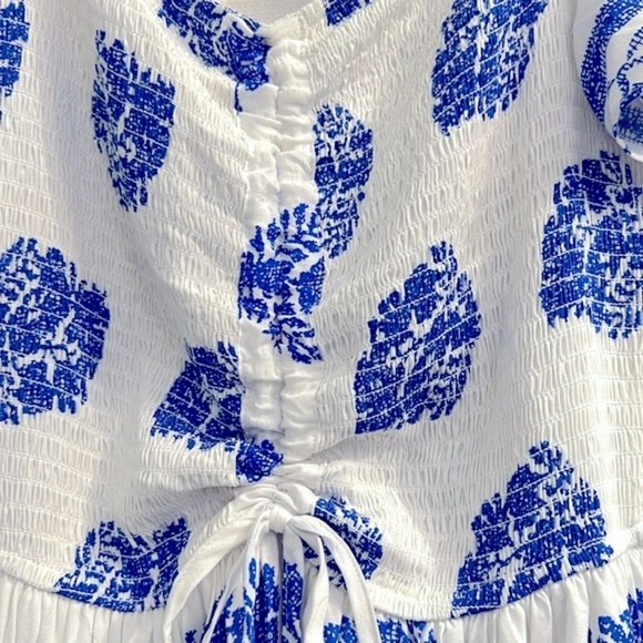 NWT Women’s Dress Day Saint Barth Blue & White Off The Shoulder Maxi Dress Sz L - Picture 7 of 16